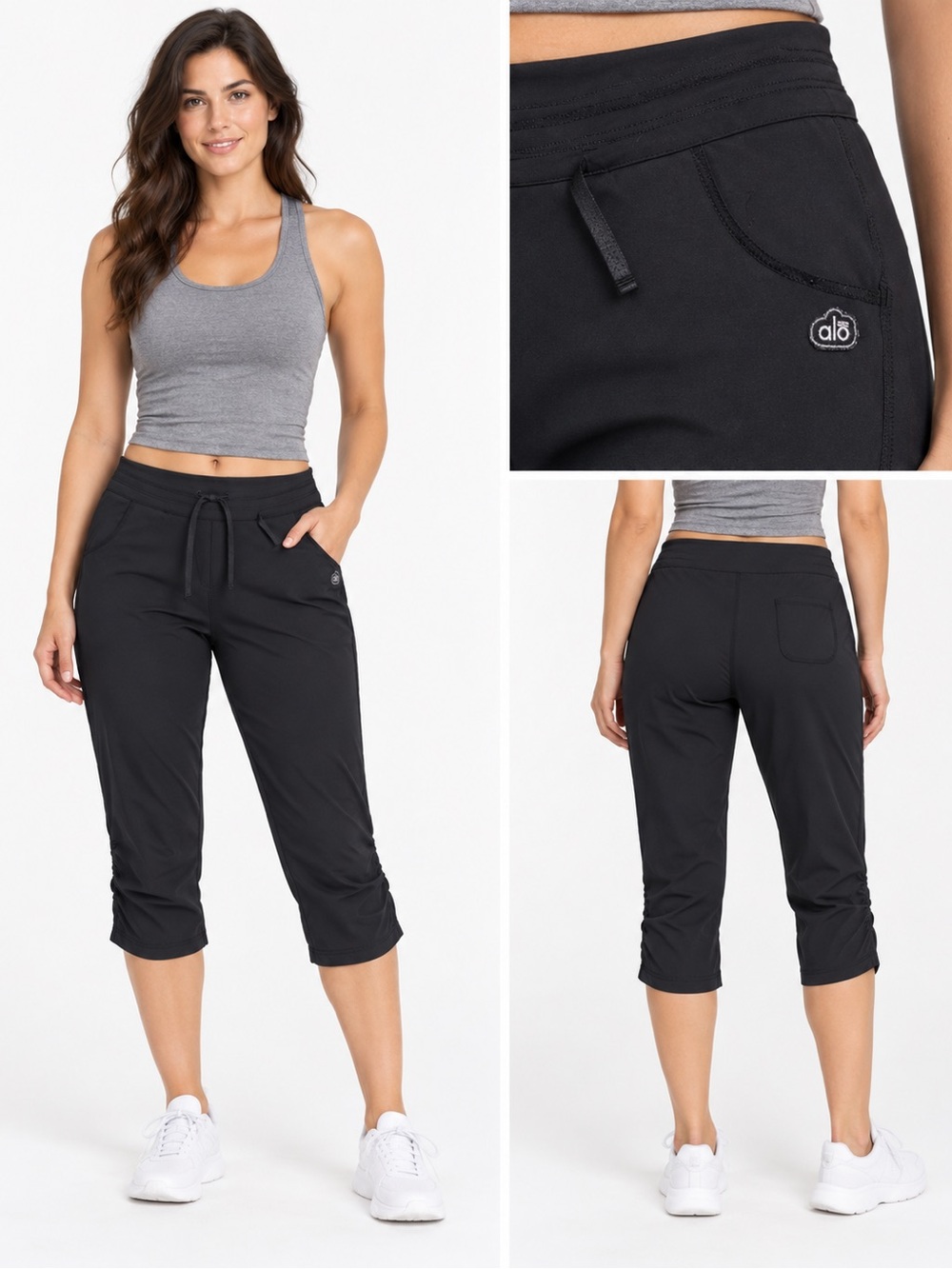 ALO Yoga Black Capri Cropped Athletic Pants Size M